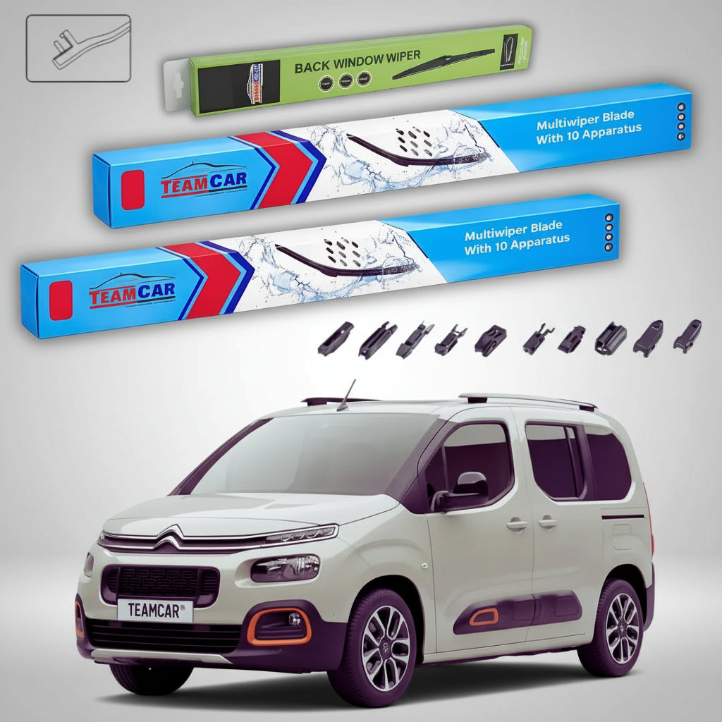 Ștergătoare Citroën Berlingo Gen III (K9) MPV 2018-prezent | Set Față și Spate Flat Premium – TeamCar®