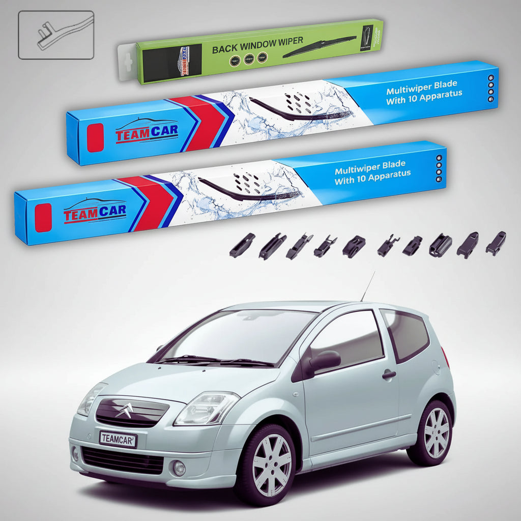 Ștergătoare Citroën C2 Gen I JM Hatchback 2003-2009 | Set Față și Spate Flat Premium – TeamCar®