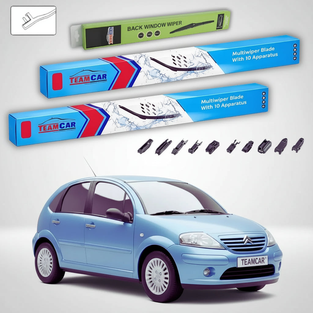 Ștergătoare Citroën C3 Gen I FC/FN Hatchback 2002-2009 | Set Față și Spate Flat Premium – TeamCar®