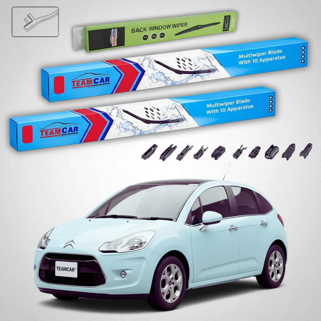 Ștergătoare Citroën C3 Gen II A51 Hatchback 2009-2016 | Set Față și Spate Flat Premium – TeamCar®
