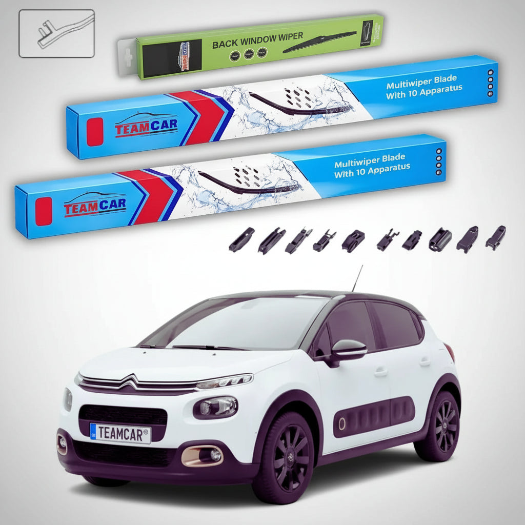 Ștergătoare Citroën C3 Gen III B618 Hatchback 2016-prezent | Set Față și Spate Flat Premium – TeamCar®