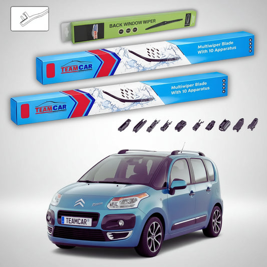 Ștergătoare Citroën C3 Picasso Faza 1 MPV 2009-2010 | Set Față și Spate Flat Premium – TeamCar®