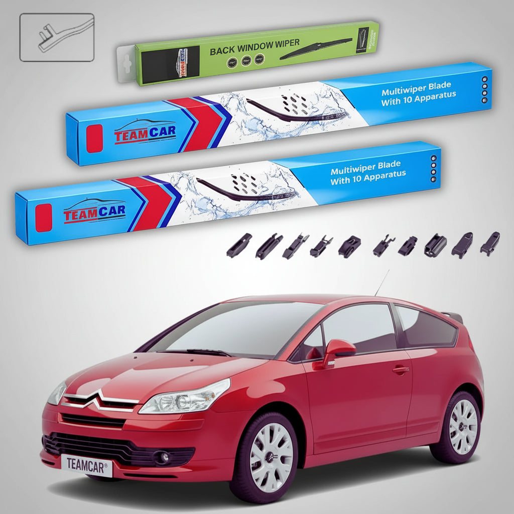 Ștergătoare Citroën C4 Gen I LA Coupé 2004-2010 | Set Față și Spate Flat Premium – TeamCar®