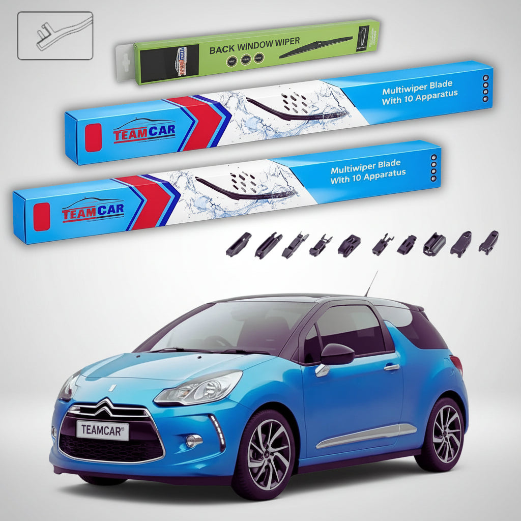 Ștergătoare Citroën DS 3 A55 Hatchback 2015-prezent | Set Față+Spate Flat Premium – TeamCar®