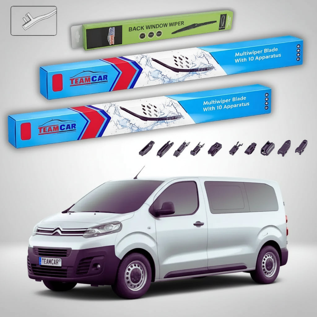 Ștergătoare Citroën Jumpy III V_ 2016-prezent 2-Doors | Set Față și Spate Flat Premium – TeamCar®