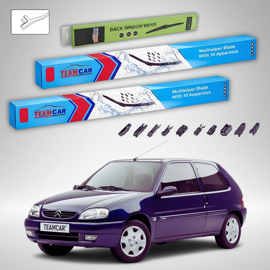 Ștergătoare Citroën Saxo S1 Hatchback 1999-2004 | Set Față și Spate Flat Premium – TeamCar®