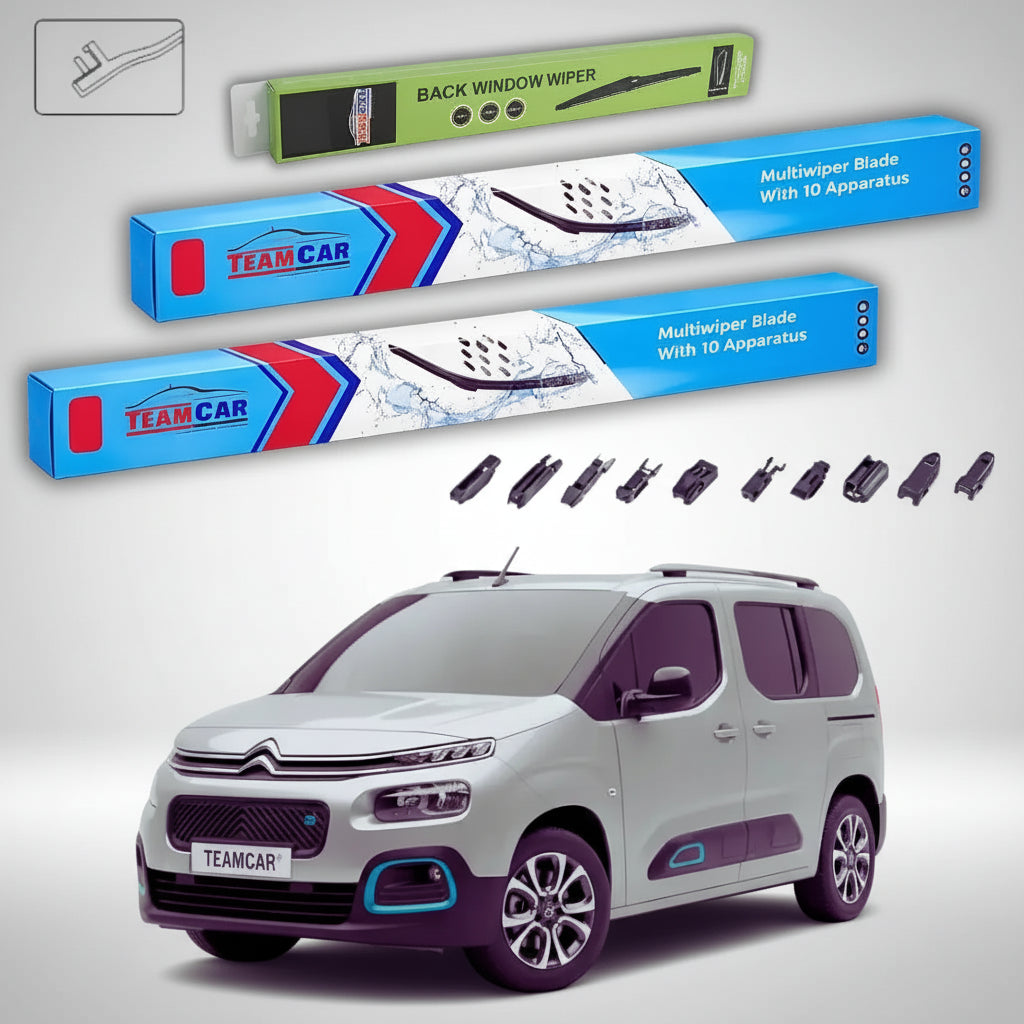 Ștergătoare Citroën ë-Berlingo Gen III (K9) MPV 2021-prezent | Set Față și Spate Flat Premium – TeamCar®