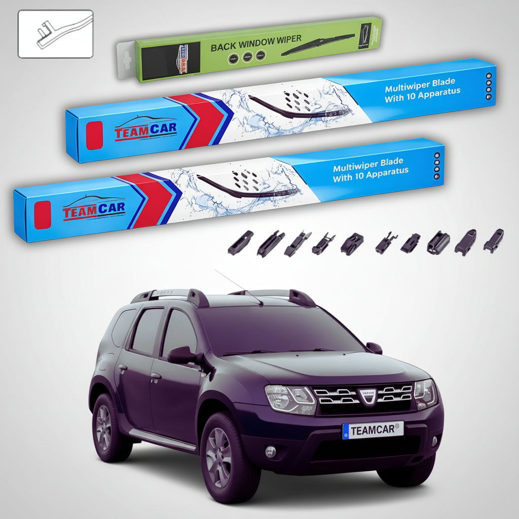Ștergătoare Dacia Duster I Facelift SUV 2014-2016 | Set Față și Spate Flat Premium – TeamCar®