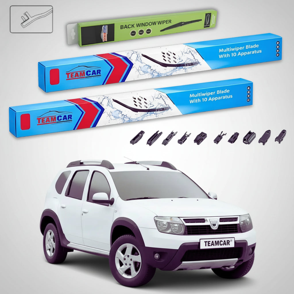 Ștergătoare Dacia Duster I SUV 2011-2014 | Set Față și Spate Flat Premium – TeamCar®