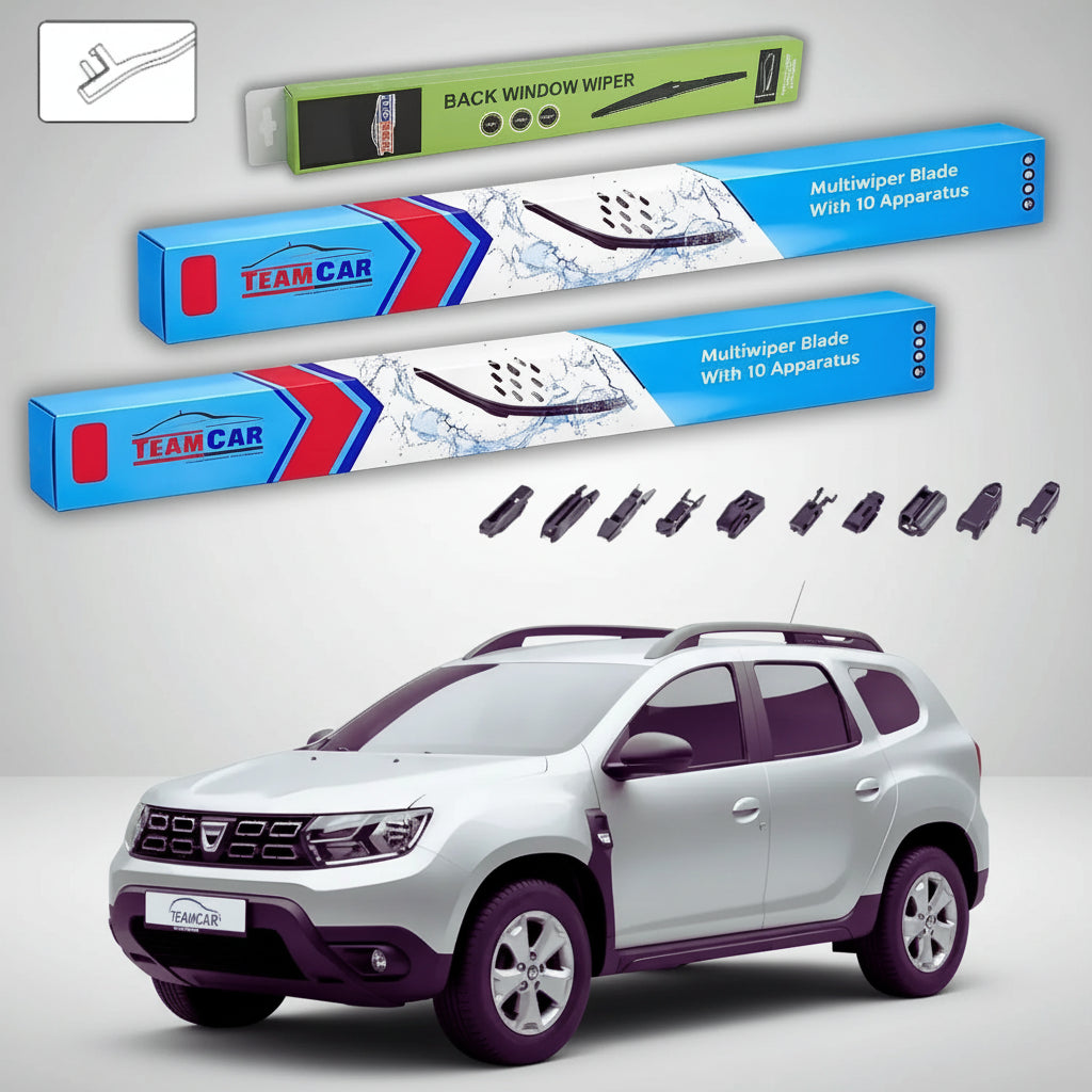 Ștergătoare Dacia Duster II SUV 2018-prezent | Set Față și Spate Flat Premium – TeamCar®