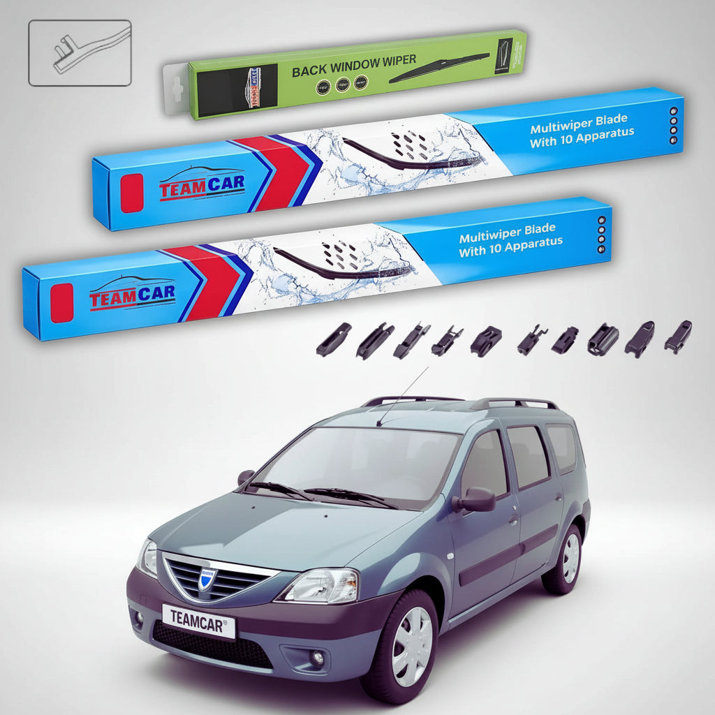 Ștergătoare Dacia Logan MCV I Break 2007-2013 | Set Față și Spate Flat Premium – TeamCar®