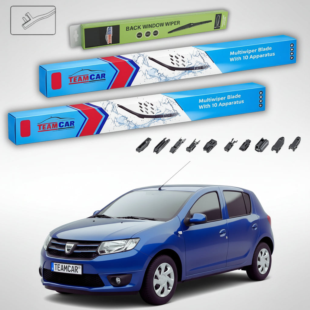 Ștergătoare Dacia Sandero II 2014-2015 | Set Față și Spate Flat Premium – TeamCar®