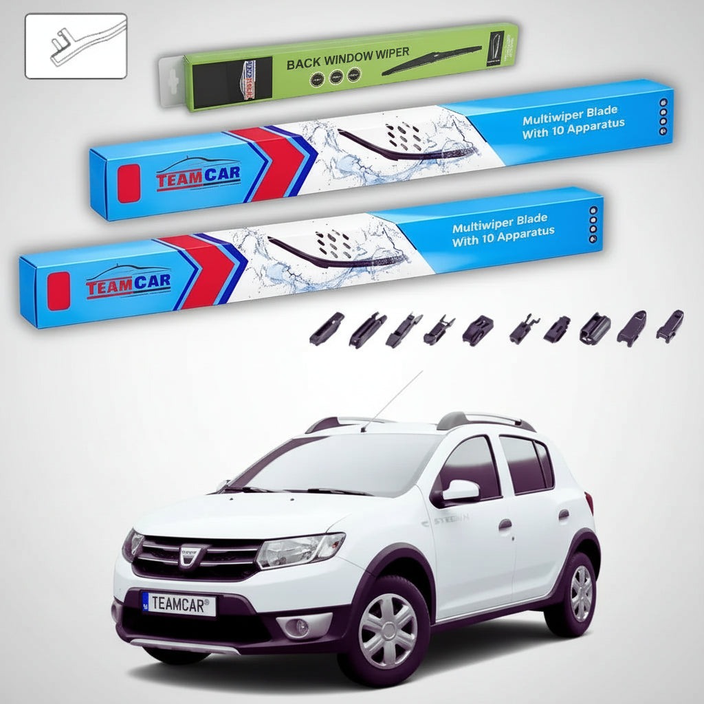 Ștergătoare Dacia Sandero II 2015-prezent | Set Față și Spate Flat Premium – TeamCar®