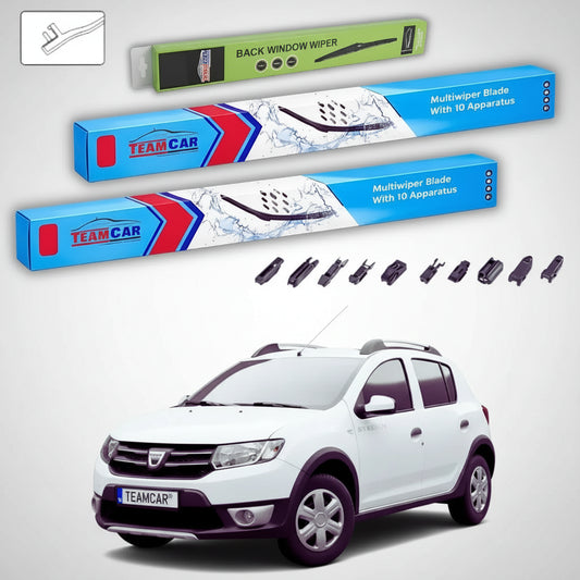 Ștergătoare Dacia Sandero II 2015-prezent | Set Față și Spate Flat Premium – TeamCar®
