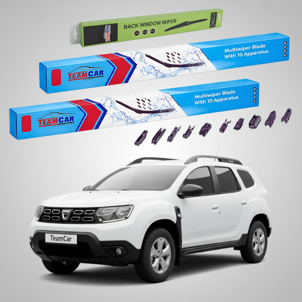 Ștergătoare TeamCar® pentru Dacia Duster II 2017-2019 – Set Față și Spate Flat Premium