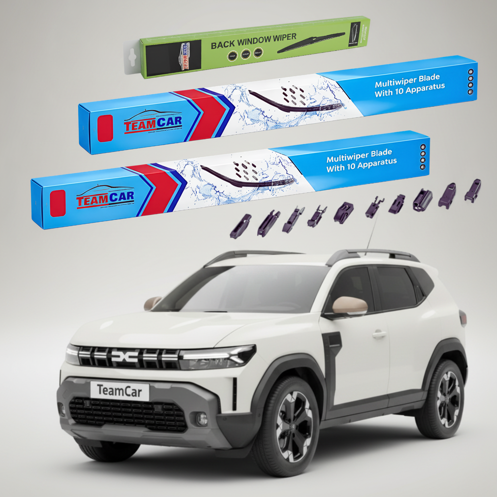Ștergătoare TeamCar® pentru Dacia Duster II 2020-2024 – Set Față și Spate Flat Premium
