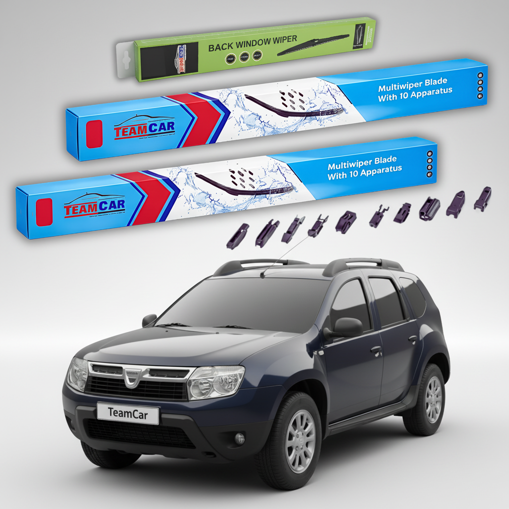 Ștergătoare TeamCar® pentru Dacia Duster I Faza 1 2010-2013 – Set Față și Spate Flat Premium
