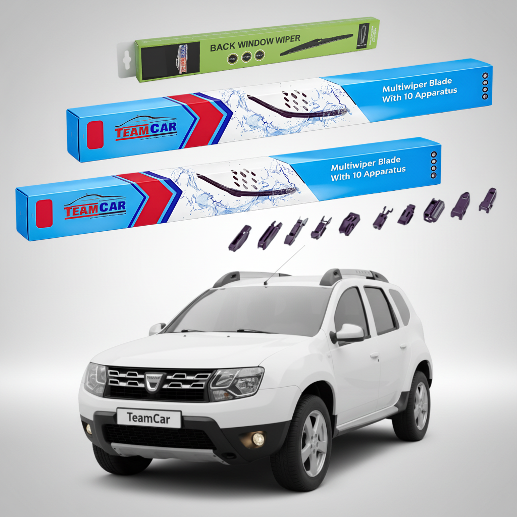 Ștergătoare TeamCar® pentru Dacia Duster I Faza 2 2013-2016 – Set Față și Spate Flat Premium
