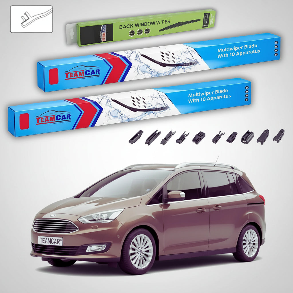 Ștergătoare Ford C-Max Gen III MPV 2015-prezent | Set Față și Spate Flat Premium – TeamCar®