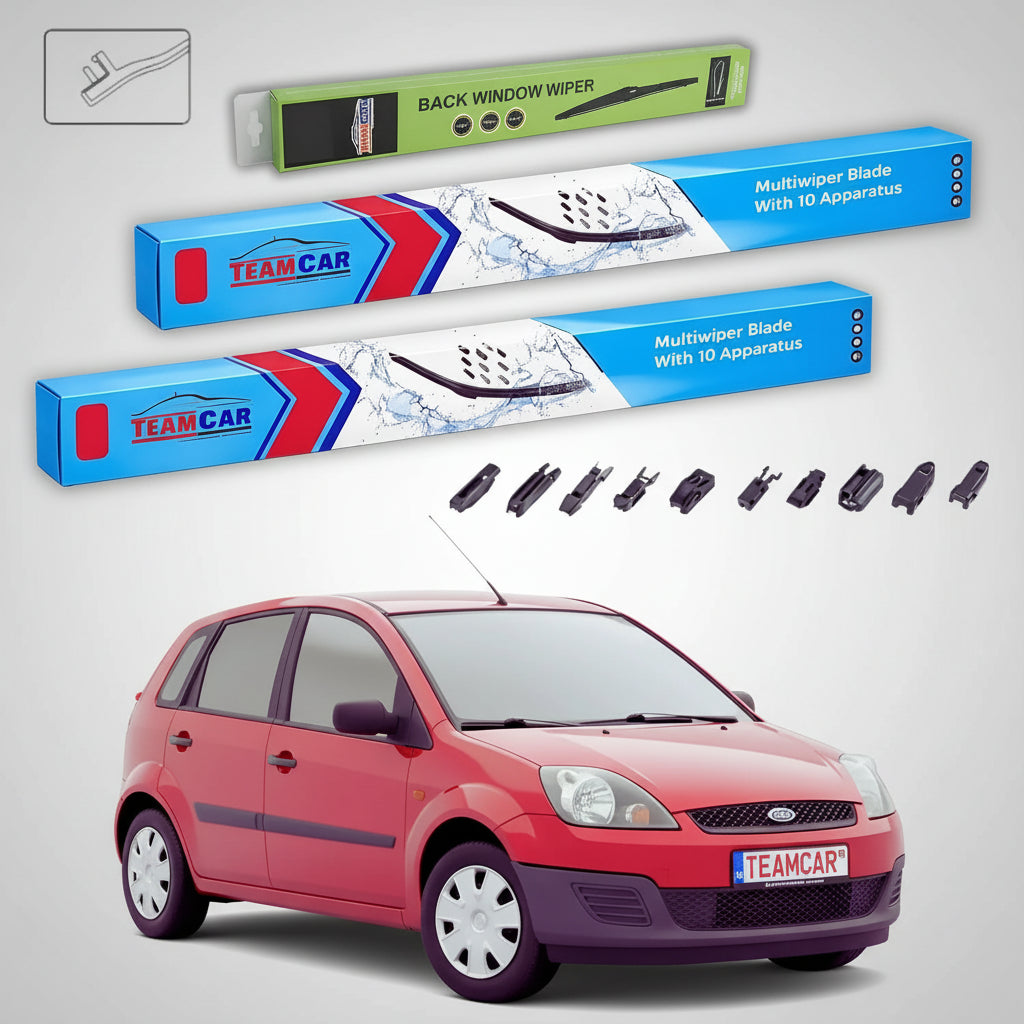 Ștergătoare Ford Fiesta Gen V JH/JD Hatchback 2001-2008 | Set Față și Spate Flat Premium – TeamCar®