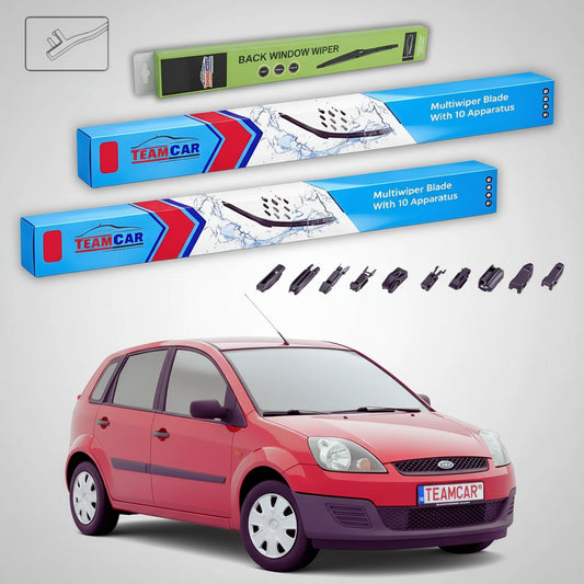 Ștergătoare Ford Fiesta Gen V JH/JD Hatchback 2001-2008 | Set Față și Spate Flat Premium – TeamCar®