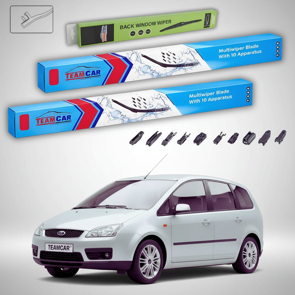 Ștergătoare Ford Focus C-Max DM2 2003-2007 | Set Față și Spate Flat Premium – TeamCar®