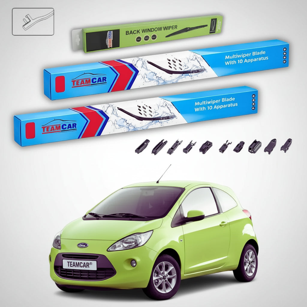 Ștergătoare Ford Ka Gen II RU8 Hatchback 2008-2010 | Set Față și Spate Flat Premium – TeamCar®