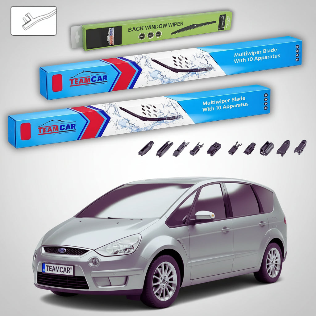 Ștergătoare Ford S-Max Mk1 WA6 2006-2009 | Set Față și Spate Flat Premium – TeamCar®