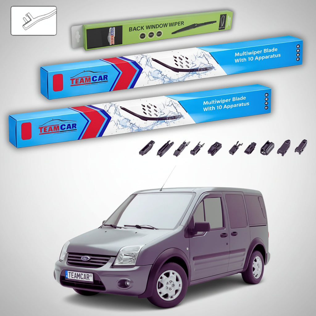 Ștergătoare Ford Tourneo Connect Gen I 2-Door 2002-2013 | Set Față și Spate Flat Premium – TeamCar®