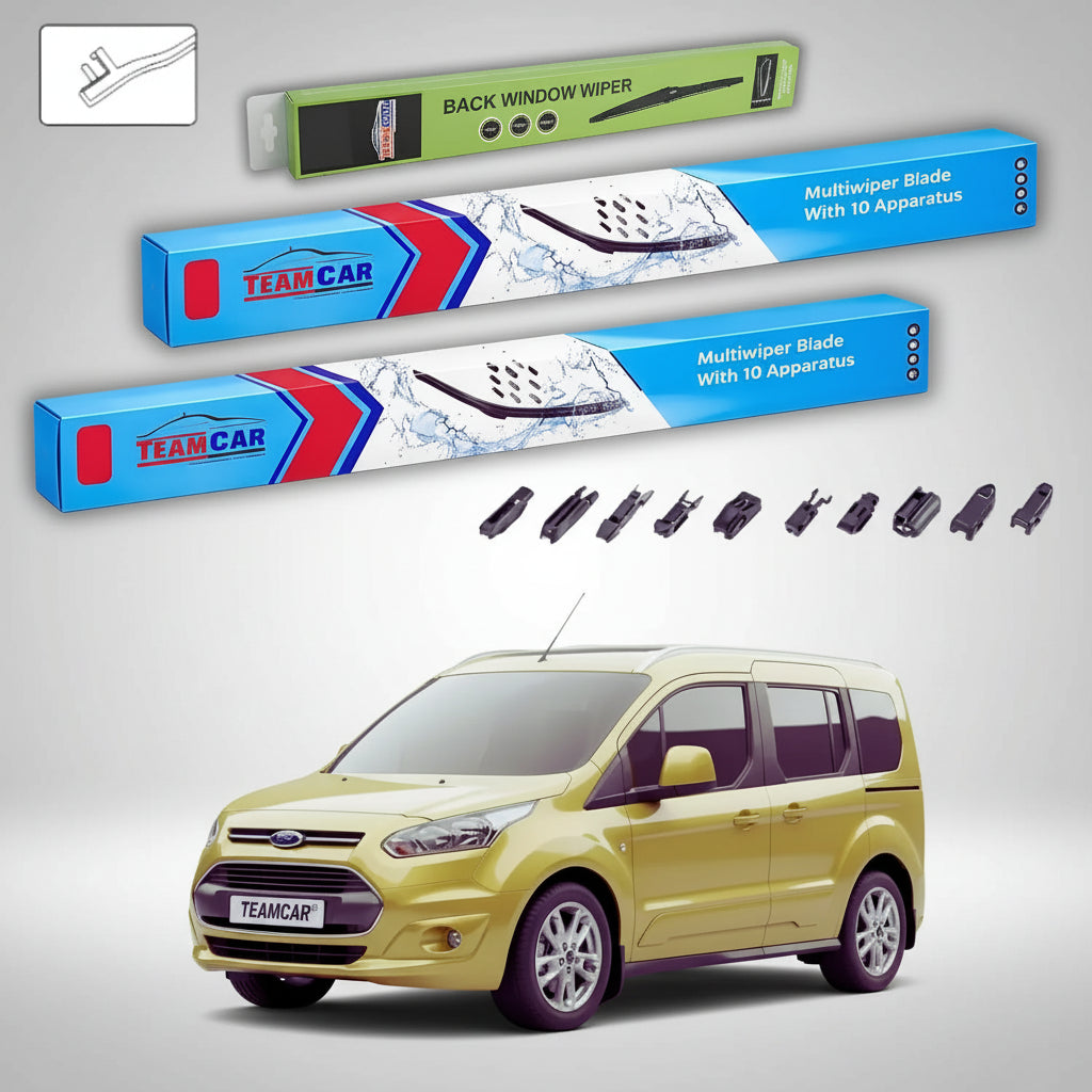 Ștergătoare Ford Tourneo Connect Gen II V408 Estate 2013-prezent | Set Față și Spate Flat Premium – TeamCar®