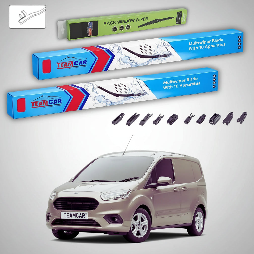 Ștergătoare Ford Tourneo Courier Gen I C4A Van 2014-prezent | Set Față și Spate Flat Premium – TeamCar®