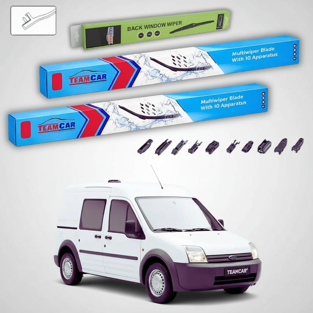 Ștergătoare Ford Transit Connect MK1 P65 Van 1-Door 2002-2013 | Set Față și Spate Flat Premium – TeamCar®