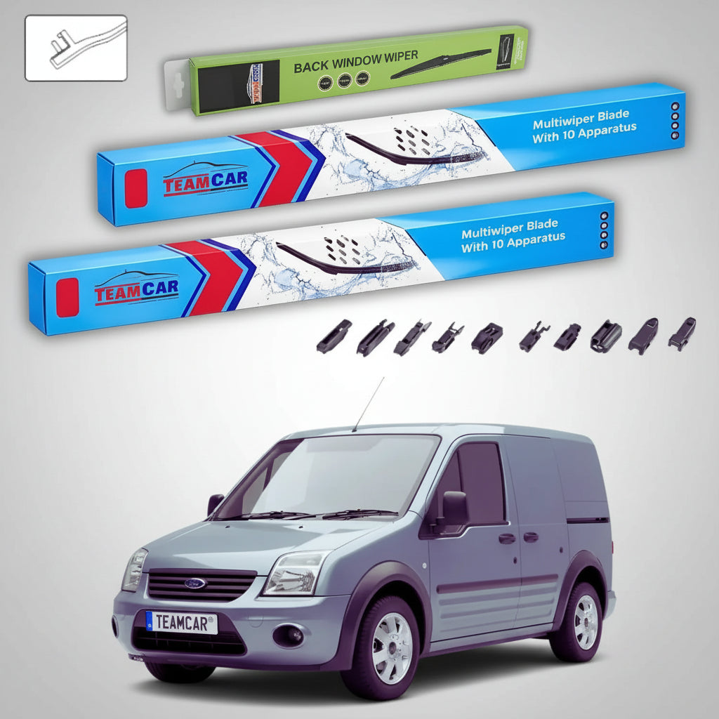 Ștergătoare Ford Transit Connect MK1 P65 Van 2-Door 2002-2013 | Set Față și Spate Flat Premium – TeamCar®