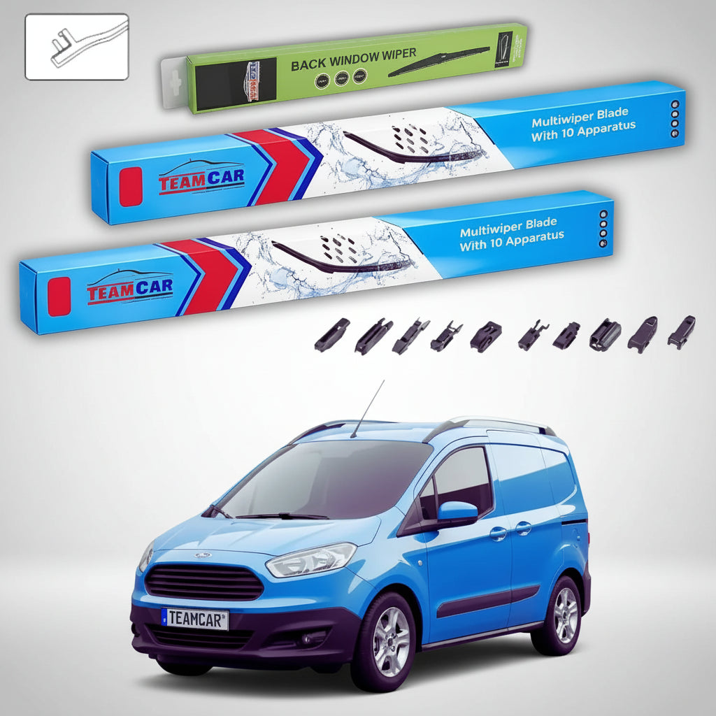 Ștergătoare Ford Transit Courier Gen I B460 Van 2014-prezent | Set Față și Spate Flat Premium – TeamCar®