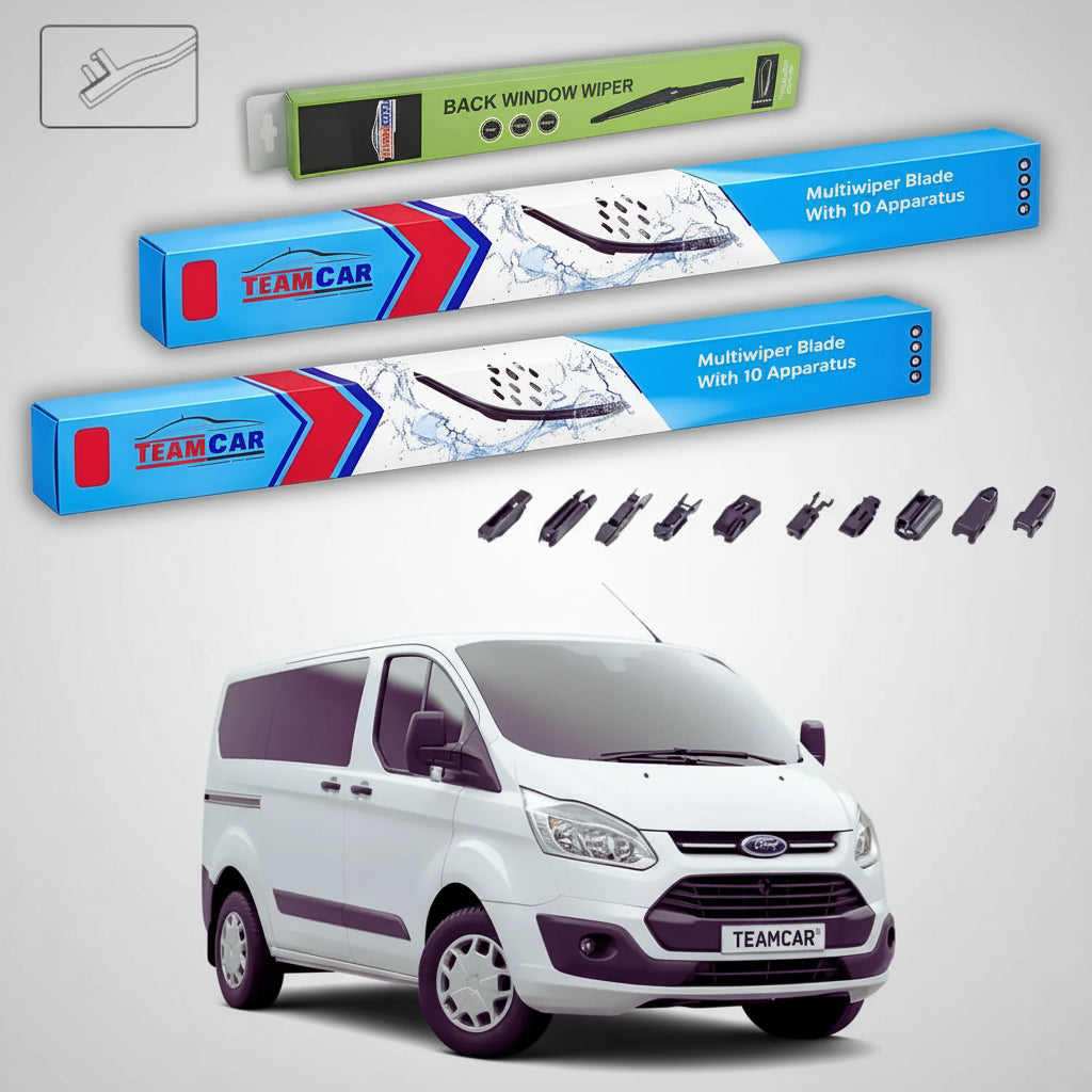 Ștergătoare Ford Transit Custom Gen I V362 Van 2-Door 2012-prezent | Set Față și Spate Flat Premium – TeamCar®