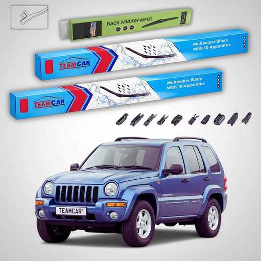 Essuie-glaces Jeep Cherokee KJ 2001-2007 | Jeu avant et arrière plat haut de gamme – TeamCar®
