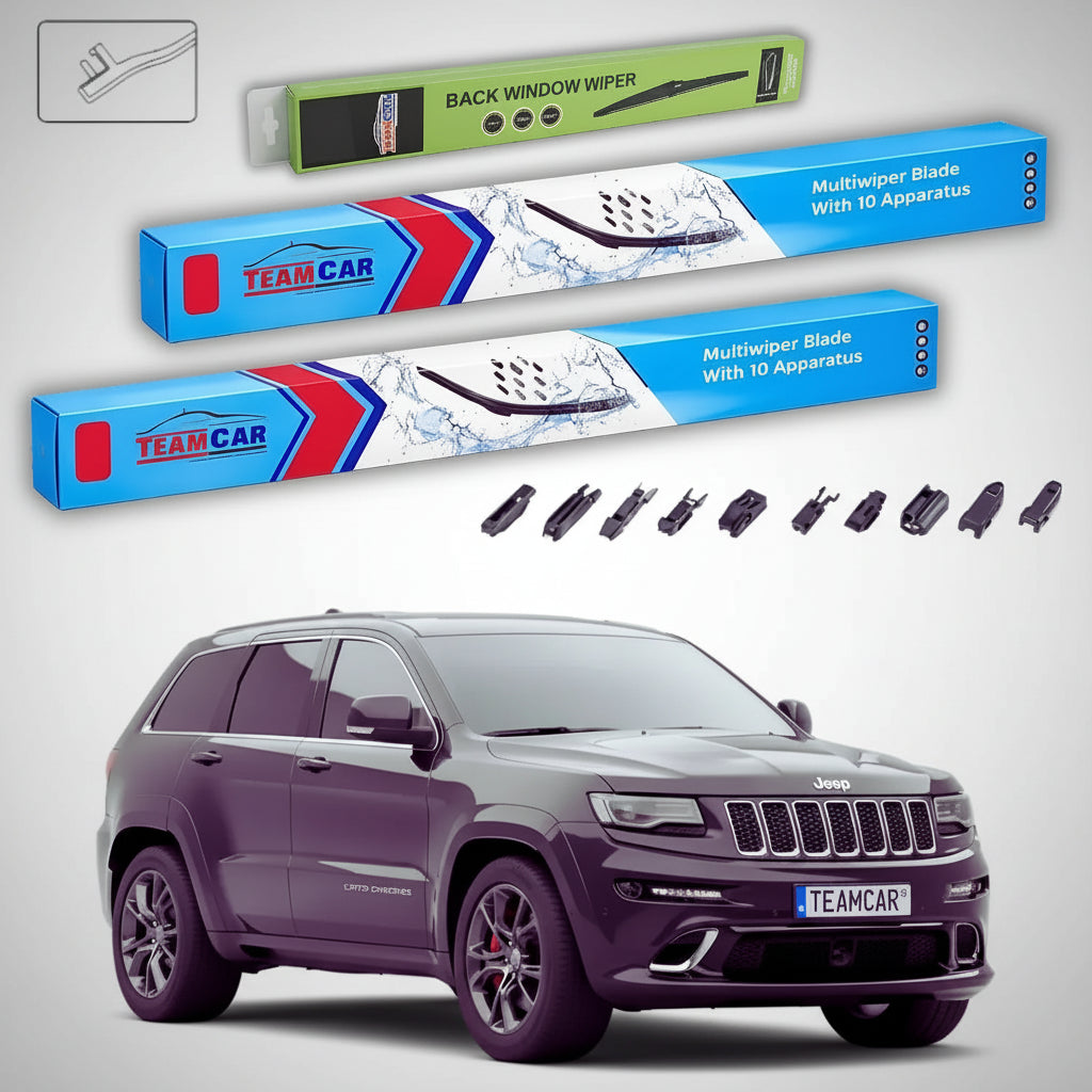 Jeep Grand Cherokee WK2 ablaktörlők 2013-tól napjainkig | Prémium első és hátsó ablaktörlő szett, sík kivitel – TeamCar®