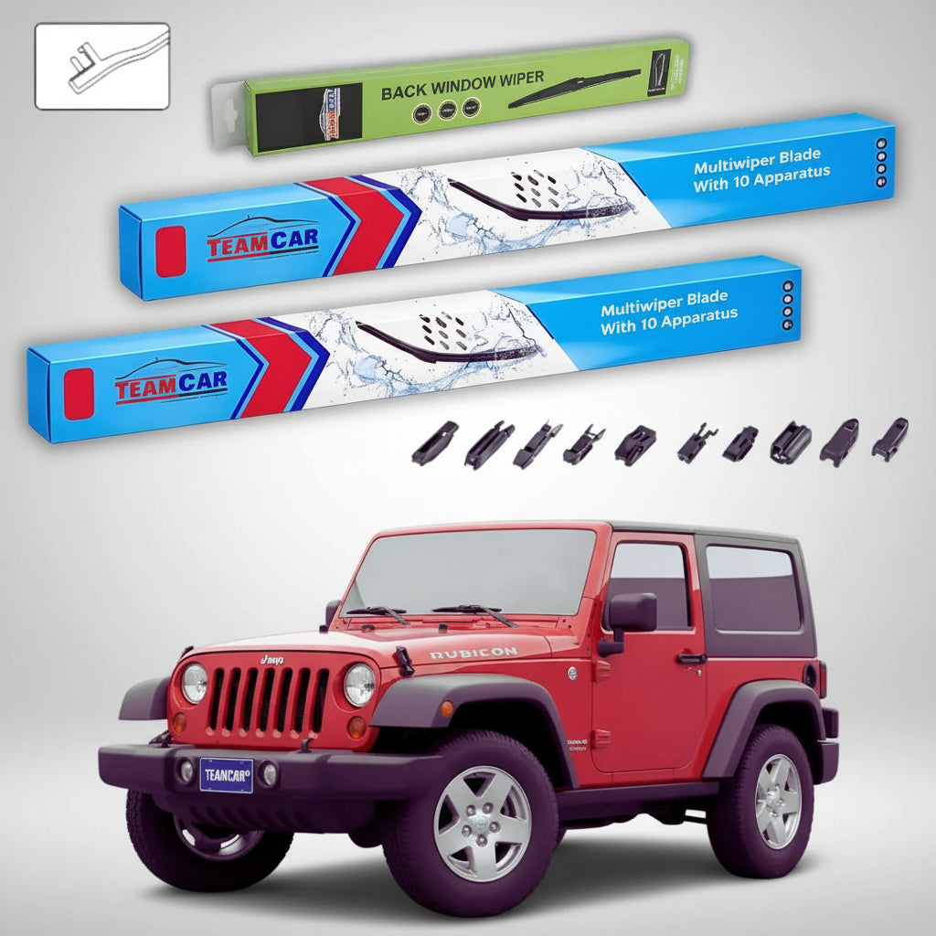 Ștergătoare Jeep Wrangler JK 2007-2018 | Set Față și Spate Flat Premium – TeamCar®