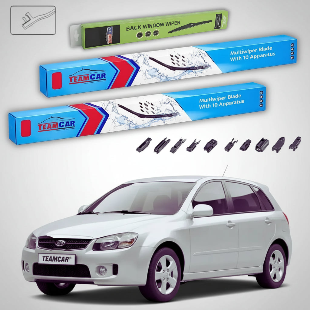 Ștergătoare Kia Cerato I LD Hatchback 2004-2009 | Set Față și Spate Flat Premium – TeamCar®