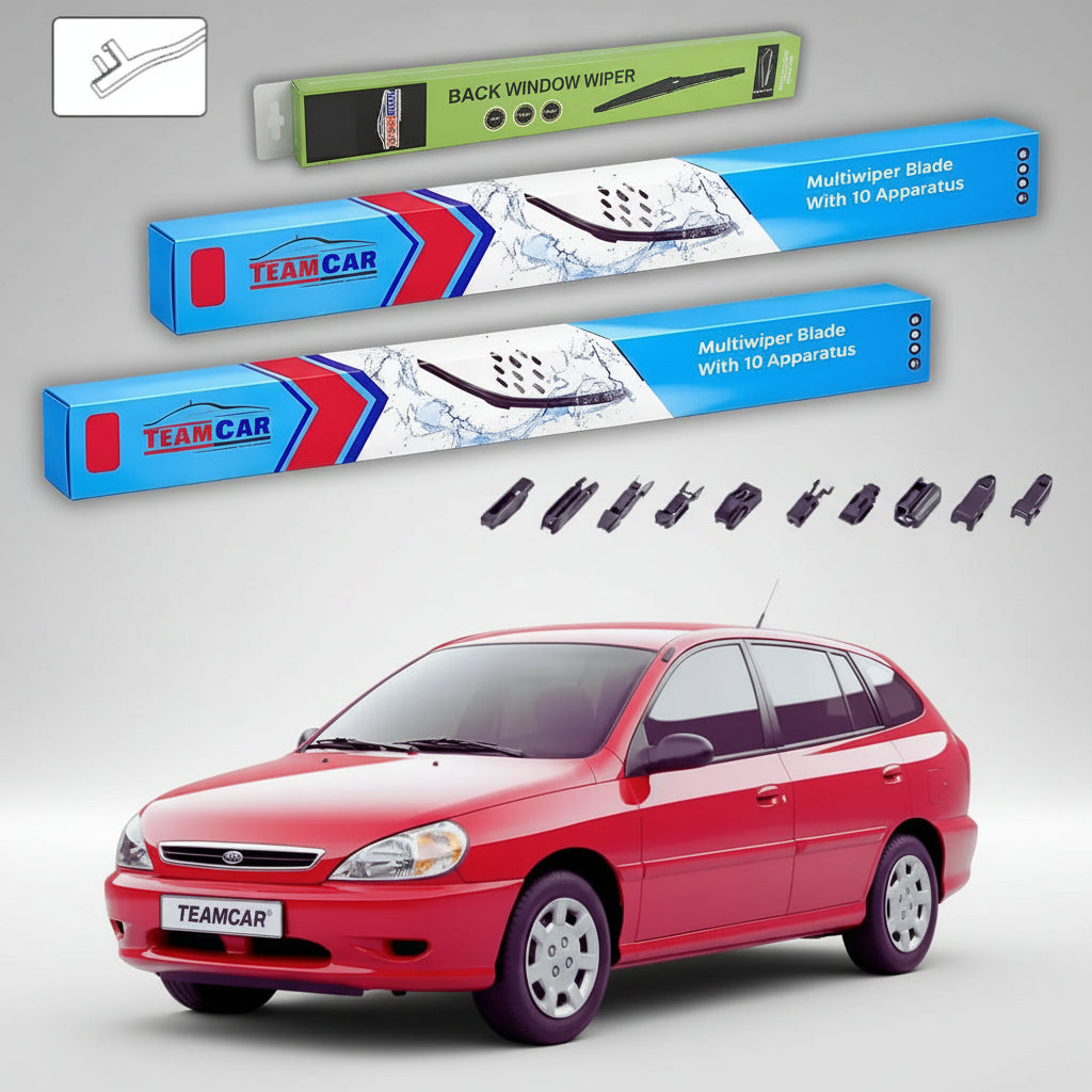 Ștergătoare Kia Rio I DC Estate Kombi 2002-2005 | Set Față și Spate Flat Premium – TeamCar®