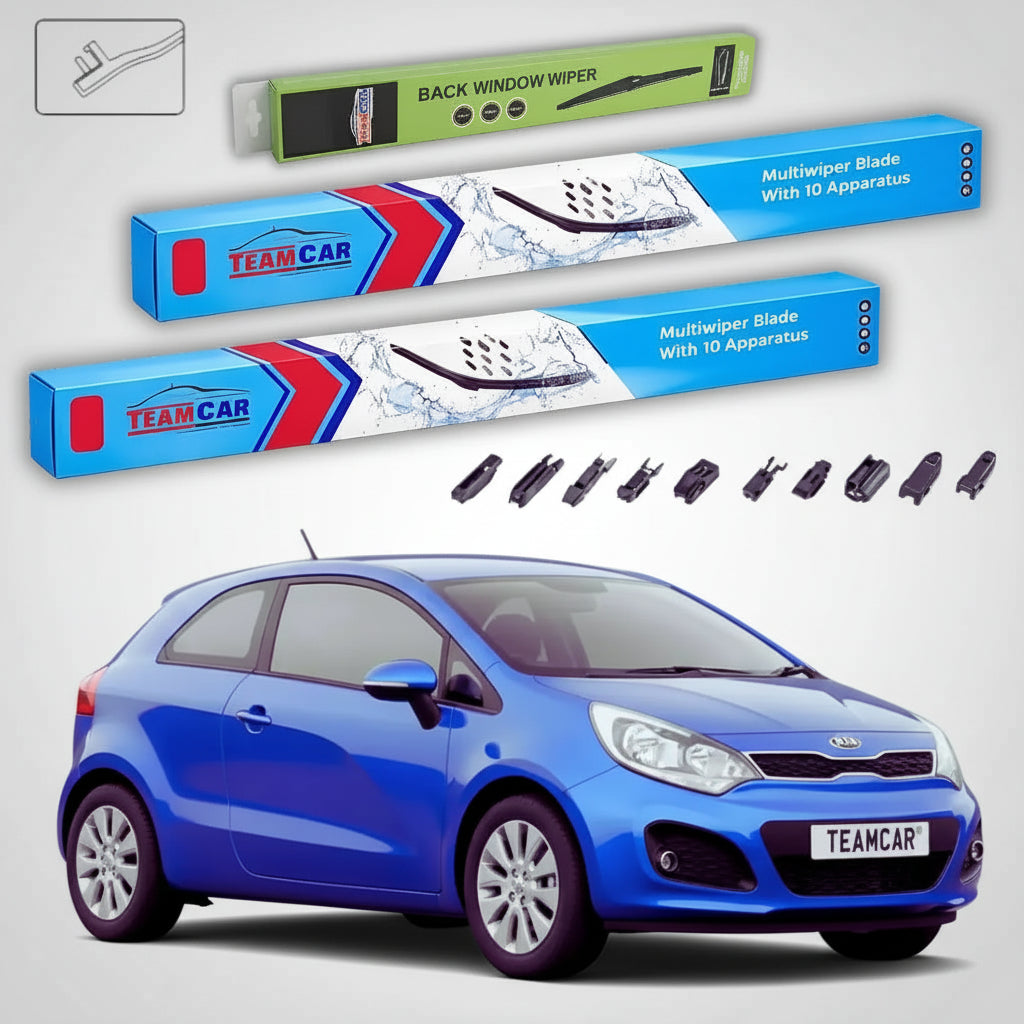 Ștergătoare Kia Rio III UB Hatchback 2011-2017 | Set Față și Spate Flat Premium – TeamCar®