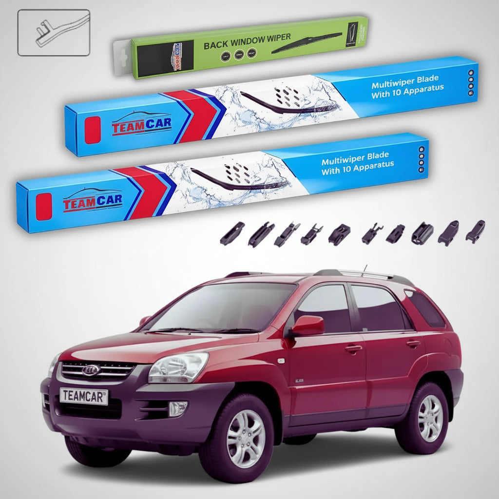 Ștergătoare Kia Sportage II JE SUV 2004-2010 | Set Față și Spate Flat Premium – TeamCar®