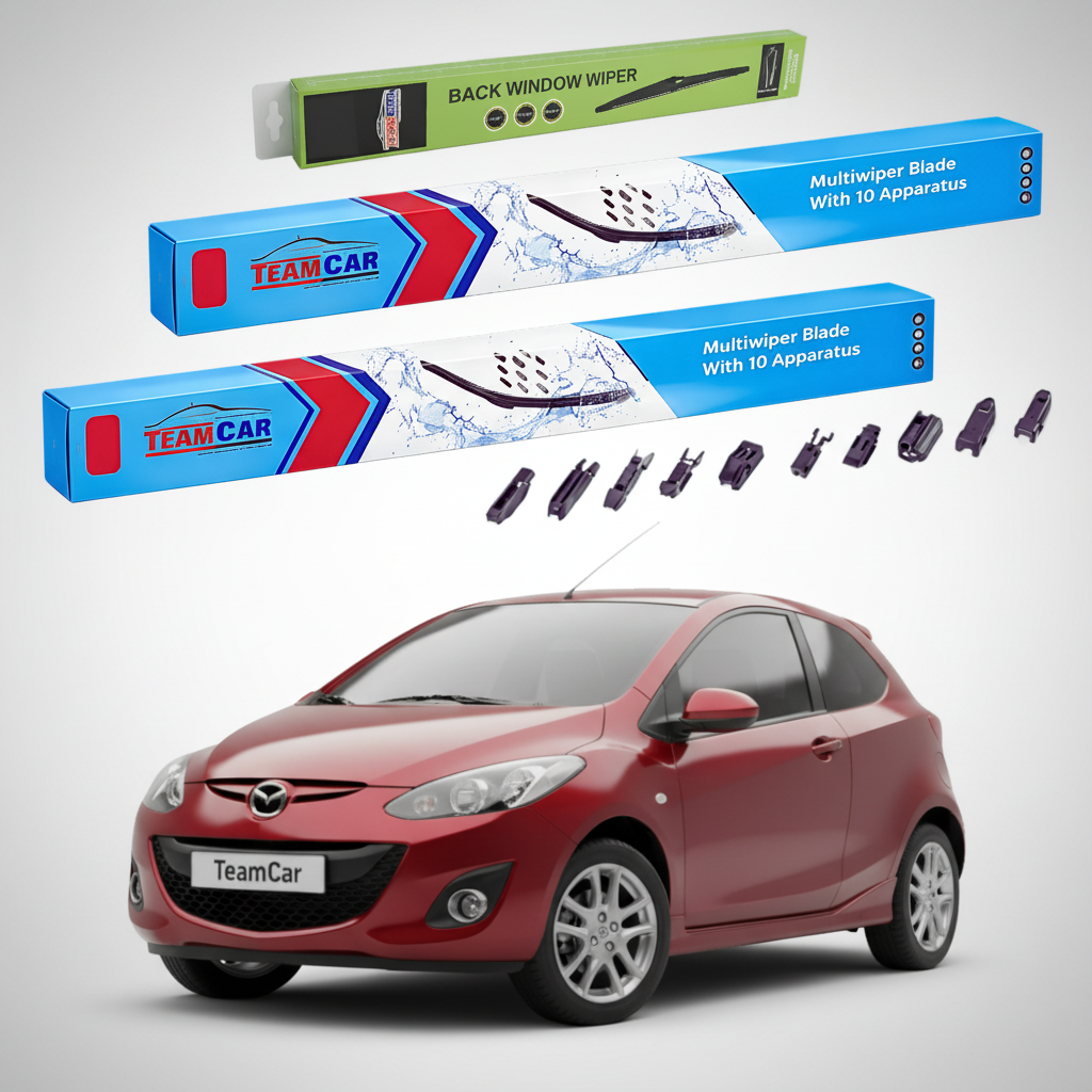 Ștergătoare Mazda 2 DE Facelift 2010-2014 | Set Față și Spate Flat Premium – TeamCar®