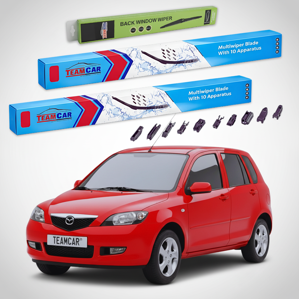 Ștergătoare Mazda 2 DY 2003-2005 | Set Față și Spate Flat Premium – TeamCar®