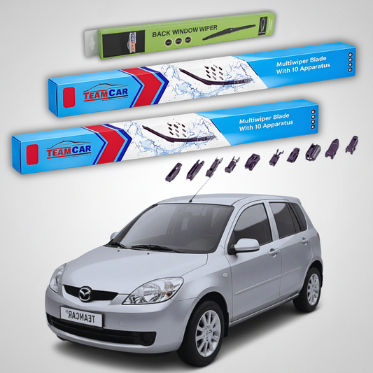 Ștergătoare Mazda 2 DY Facelift 2005-2007 | Set Față și Spate Flat Premium – TeamCar®