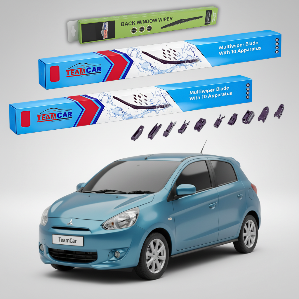 Ștergătoare TeamCar® pentru Mitsubishi Mirage / Space Star 2012+ – Set Față și Spate Flat Premium