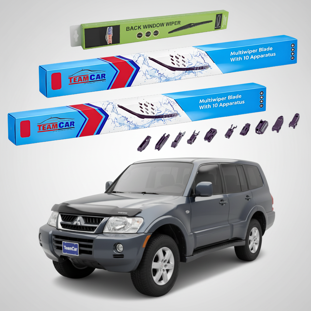 Ștergătoare TeamCar® pentru Mitsubishi Montero / Pajero III (V60, V70) 2000–2006 – Set Față și Spate Flat Premium