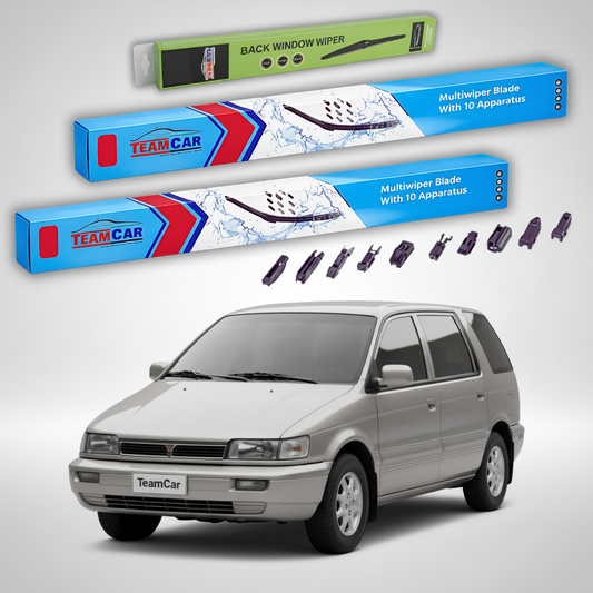 Ștergătoare TeamCar® pentru Mitsubishi Santamo MPV 1999–2004 – Set Față și Spate Flat Premium