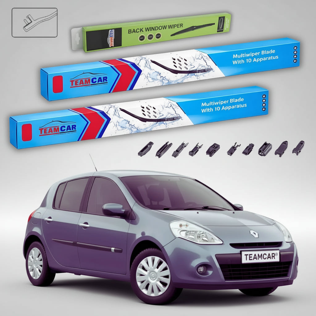 Ștergătoare Renault Clio III Faza 2 Hatchback 2007-2015 | Set Față și Spate Flat Premium – TeamCar®