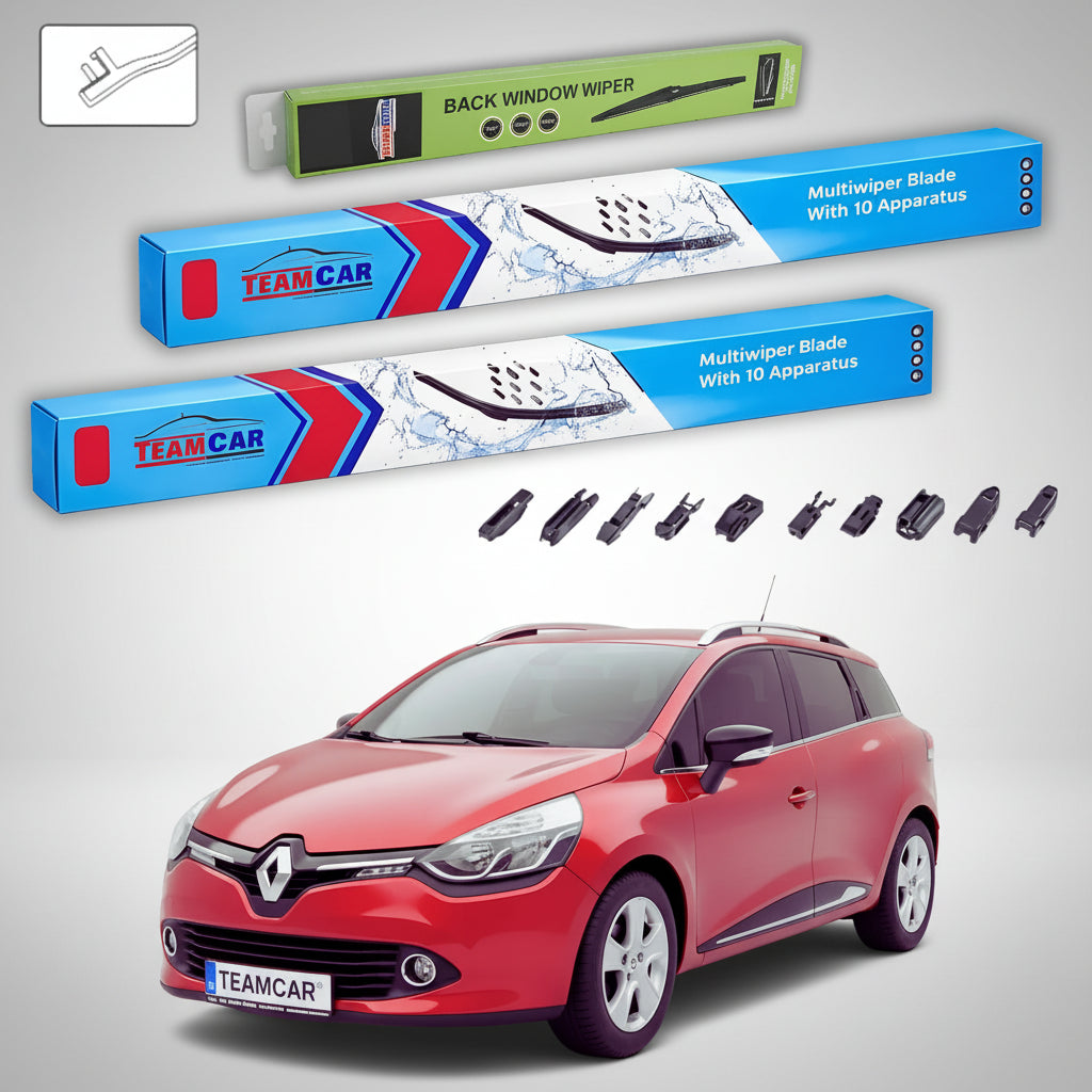 Ștergătoare Renault Clio IV Grandtour Break 2013-2021 | Set Față și Spate Flat Premium – TeamCar®